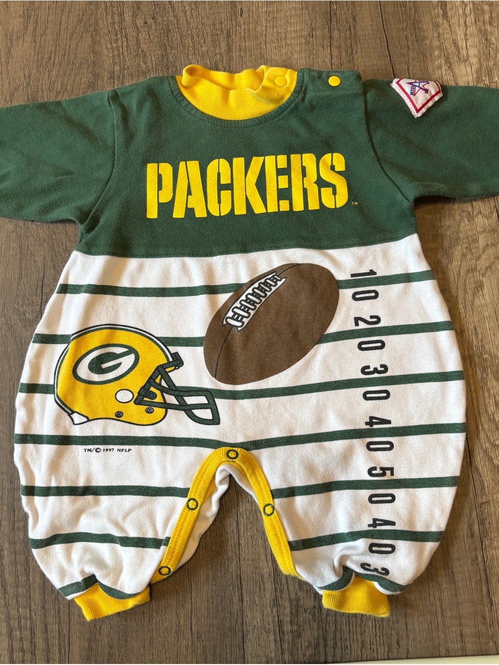 Vintage 90s 2000s Green Bay Packers Baby Romper Outfit Clothes Football NFL 6-9M